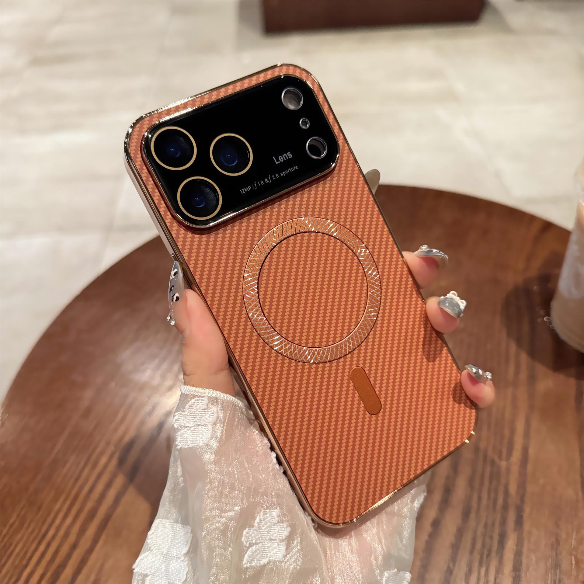 iPhone 17 Pro Max Carbon Fiber Magnetic Case with Large Window - Compatible with iPhone 16/17 Pro. iPhone 15 Pro Max