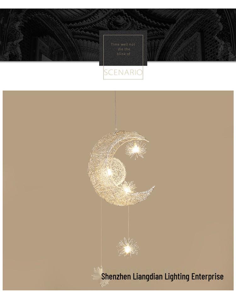 Modern Star & Moon Pendant Light - Creative Aluminum Design for Restaurants, Bars, Bedrooms, and Children's Rooms.