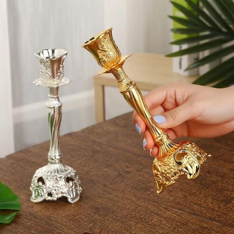 Vintage European Classical Wind Candle Holder Exquisite Pattern Decorative Lighting Practical Craft for Home