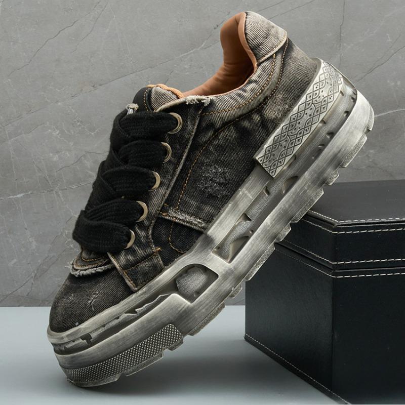 Men's Fashion and Comfortable Retro Trend Casual Washed Denim Sports Shoes