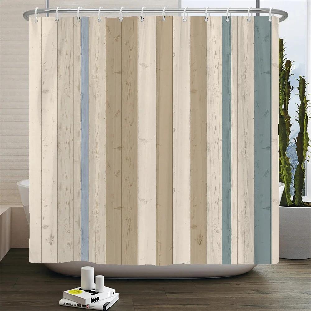 Rustic Shower Curtain Vintage Vertical Wood Planks Distressed Rustic Hardwood Design Fabric Bathroom Decor Curtain With Hooks