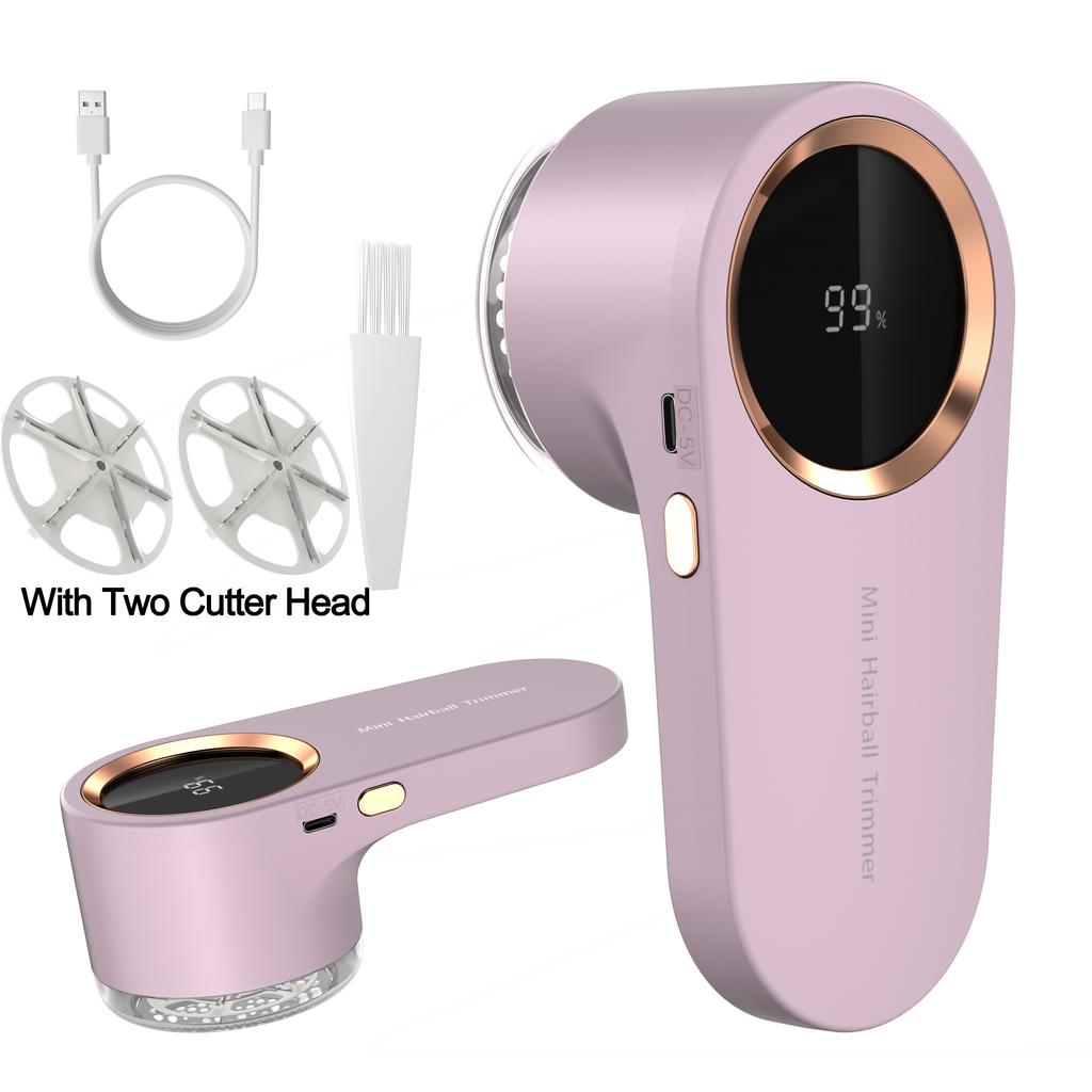 Portable USB Rechargeable Electric Lint Shaver and Fabric Trimmer with Digital Display, Includes Two Blades – Ideal for Clothes