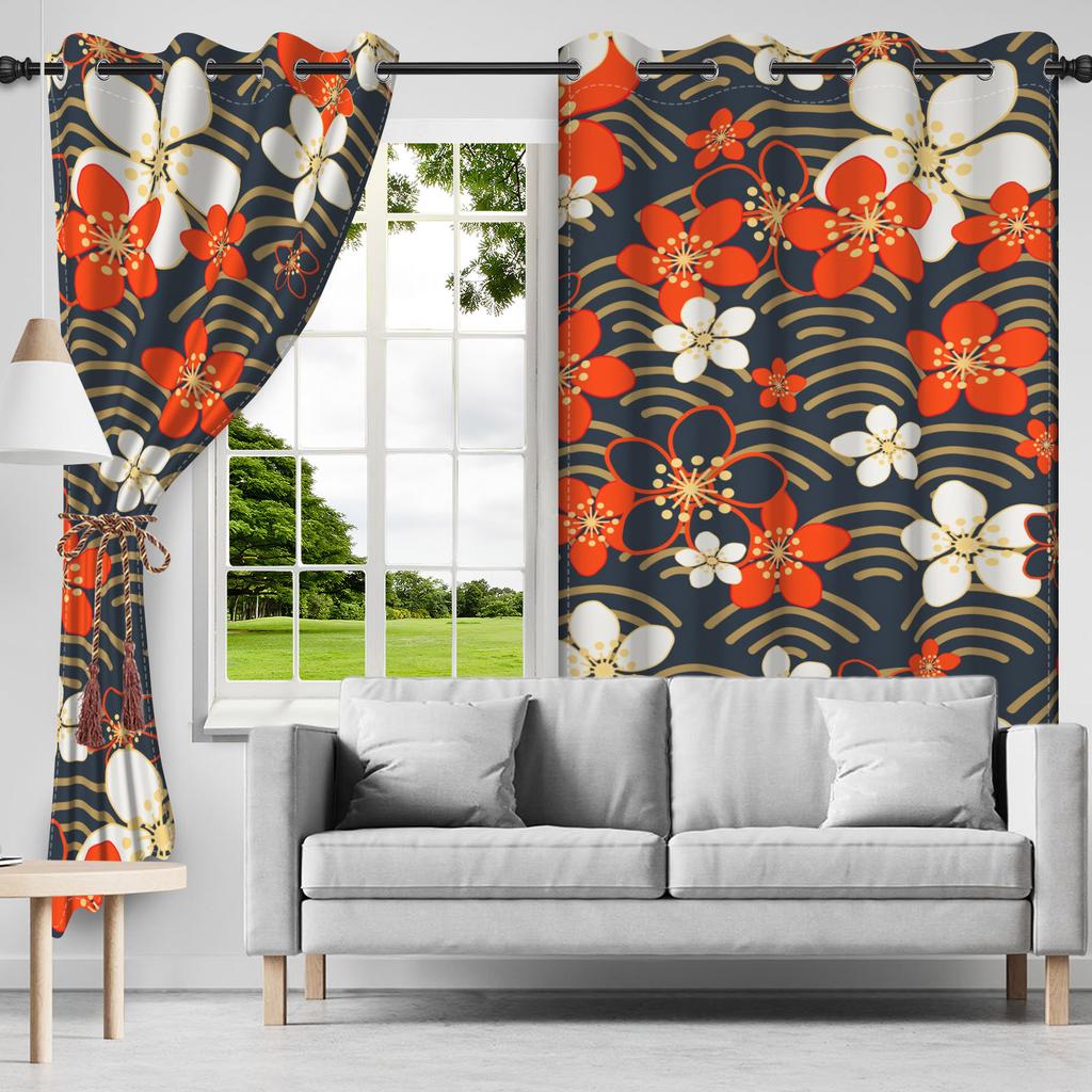 2pcs Luxury Boho Flowers Window Curtains for Home Bedroom Living Room Drakening Heat Insulation Noise Reduction Blackout Drapes