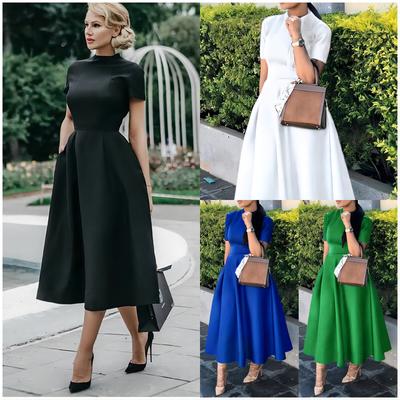 High Quality Elegant Black Dress Vintage Ladies Fit Flare Prom Party Formal Dress Retro Dresses
