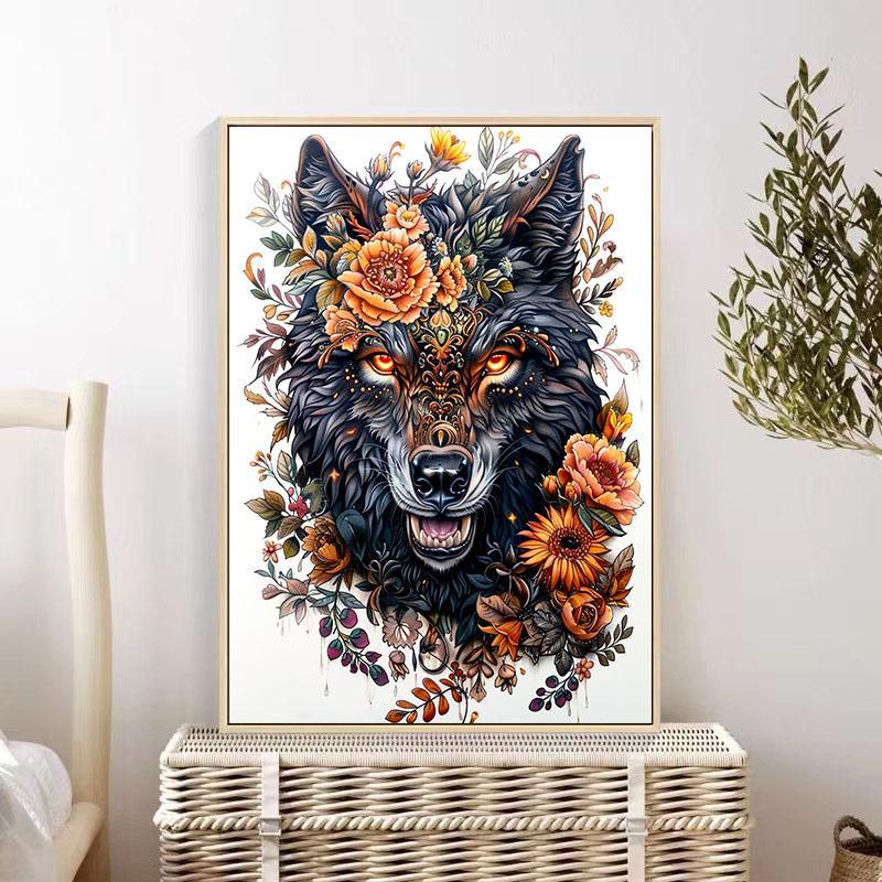 5d DIY Diamond Painting Cross Stitch Animal Flower Wolf Diamond Embroidery Mosaic Full Round Drill Home Decor Crafts