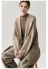 Women's Alpaca Cashmere Blend Collarless Cardigan - Thickened Long Sleeve Sweater for Fall/Winter