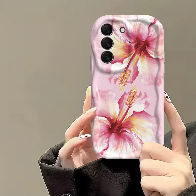 Pink Hibiscus Flowers Phone Case For Samsung Galaxy A56 A55 A37 A36 A27 A26 A16 Galaxy S26 S25 S24 FE S22 S23 Ultra Plus Cover