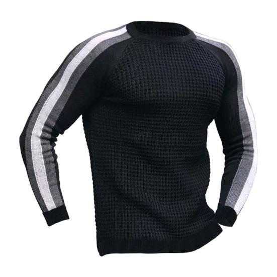 Zimní pánský svetr barevný blok kulatý výstřih dlouhý rukáv pletenina slim fit pulovr svetr pro venkovní použití