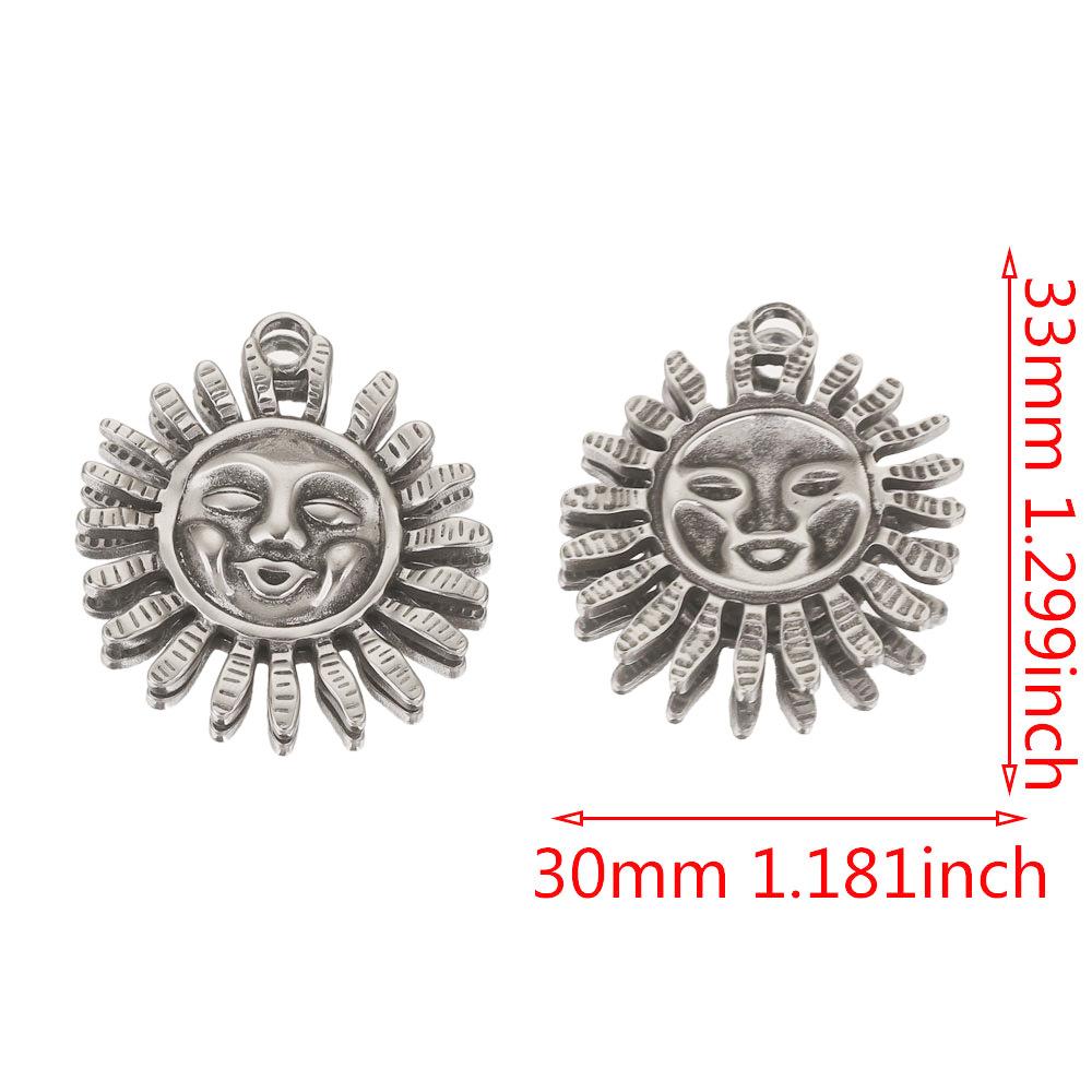 3pcs/Lot Vintage Stainless Steel Smiley Sun Moon Pendant Stainless Steel DIY Pendant Necklace Handmade Accessories