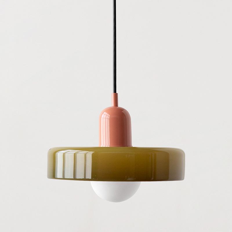 Danish Mid-Century Cream Green Retro Glass Chandelier for Restaurants & Bars