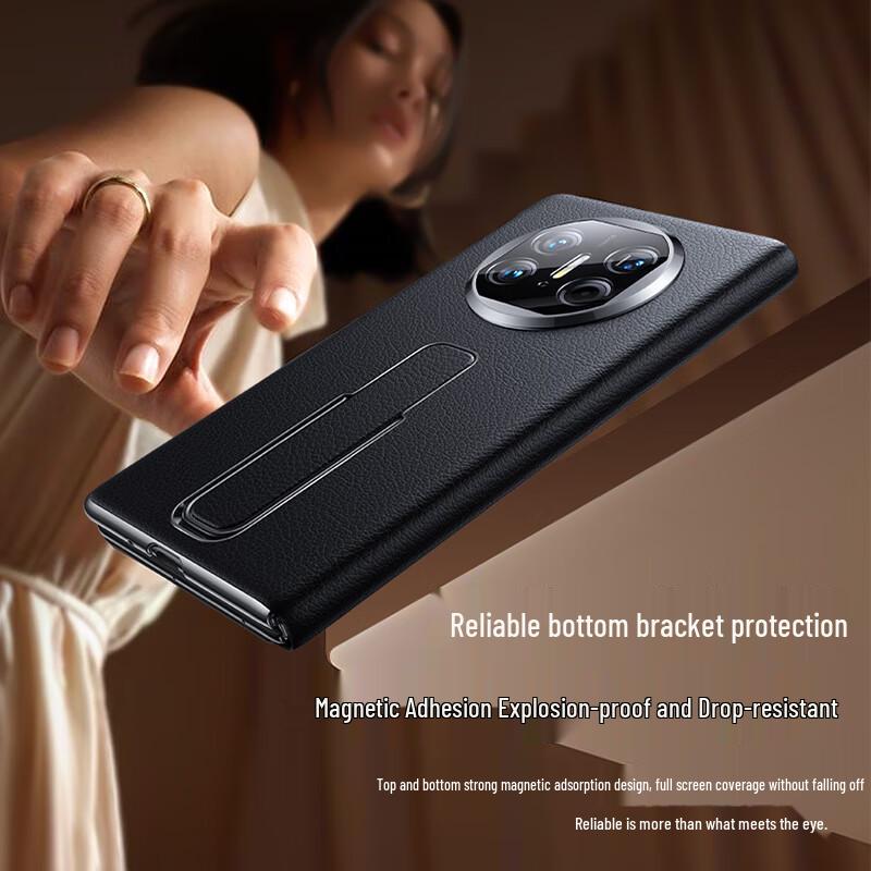 MOFI Huawei Mate X5 Genuine Leather Magnetic Flip Case with Invisible Wrist Strap