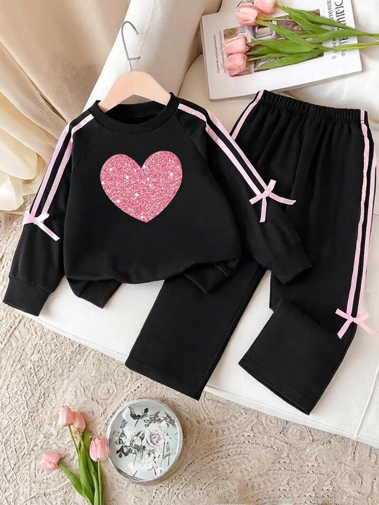 Girls' Spring/Autumn Hoodie & Trousers Set: Long Sleeve Casual Sportswear