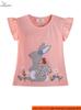 2026 Summer Girls' Cotton Cartoon Print T-shirt - Breathable, Casual Trendy Top for Kids