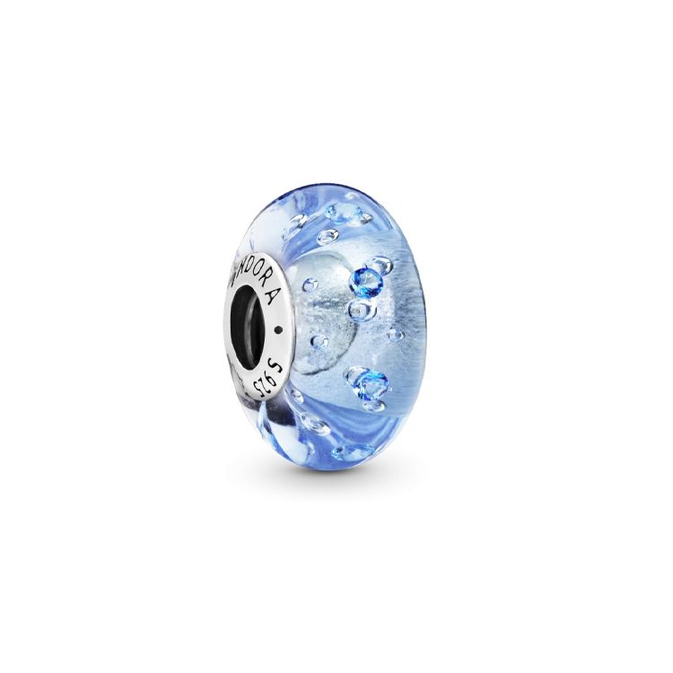 Pandora Ice River Drop Glass Charm Women Charm 796365CZB Blue,F