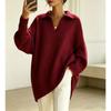 2026 Fall Winter Solid Color Long Sleeve Knit Sweater Women Loose Oversized Turtleneck Collar Pullover