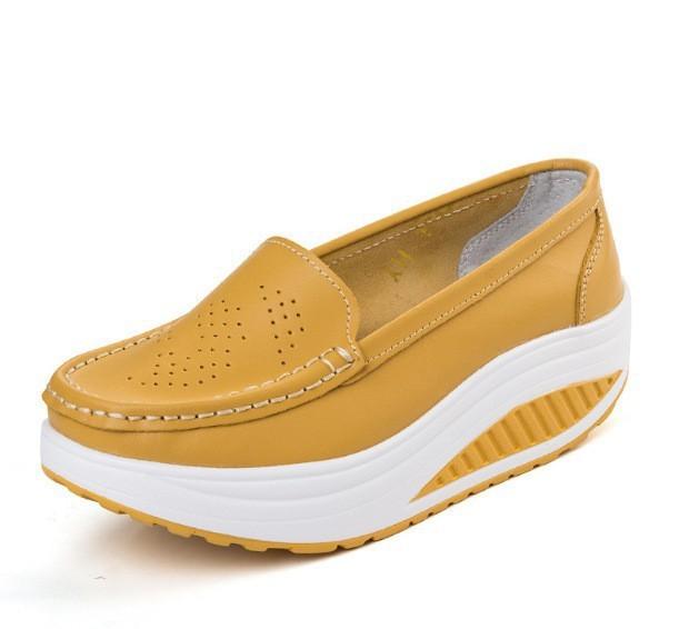 Rocking Shoes Spring and Autumn Nurse White Wedge Heel Muffin Single Shoes Student Travel Shoes Black