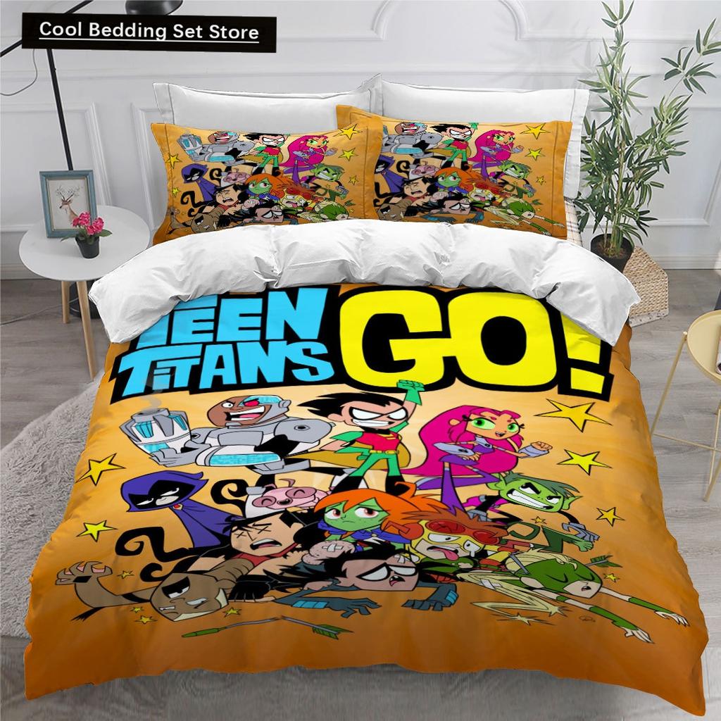 Teen Titans Go Povlečení Jednolůžko Twin Full Queen King Velikost Anime Sada Povlečení Aldult Dětský Pokoj Povlaky na Peřinu Sada 3D Tisk 014
