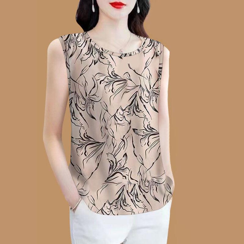 

Женский жилет без рукавов для летней моды, рубашка с короткими рукавами с прикрытием живота, свободный повседневный стиль 5XL