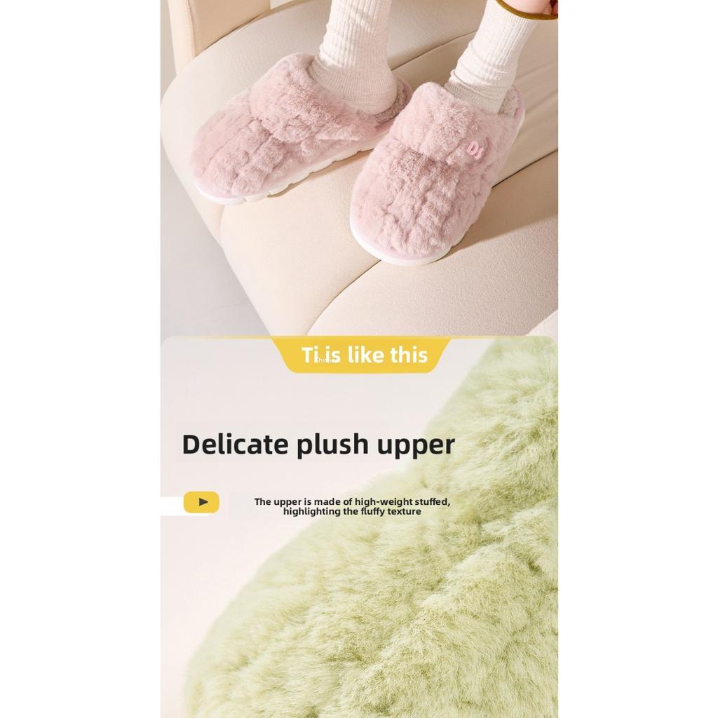 Cotton Slippers for Women, Indoor Anti Slip Couple Plush Slippers, Men's Winter Slippers