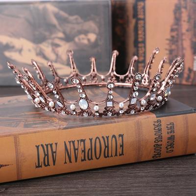 Vintage Königin Hochzeit Krone Kopfschmuck Strass Kristall Krone Braut Kopfschmuck Runde Krone Tiara Hochzeit Haar Zubehör Krone