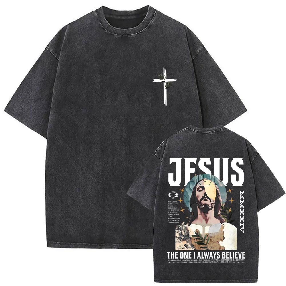 Awesome Christian Jesus Bible Verse Vintage Washed Tshirts Men Women Casual Cotton Oversized T Shirts Hip Hop Retro Streetwear