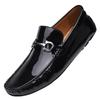 Men's mirror patent leather cowhide casual leather shoes Men's British driving Doudou shoes platform business lazy