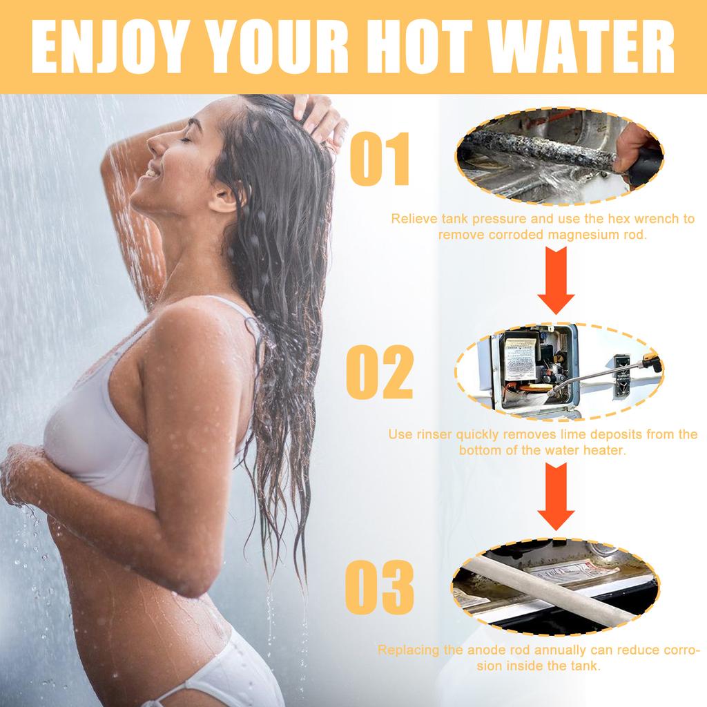 Efficient Maintenance Tool Motorhome Water Heater Care Bundle With Corrosion Preventing Anode Rods & Tanks Cleaner Wand