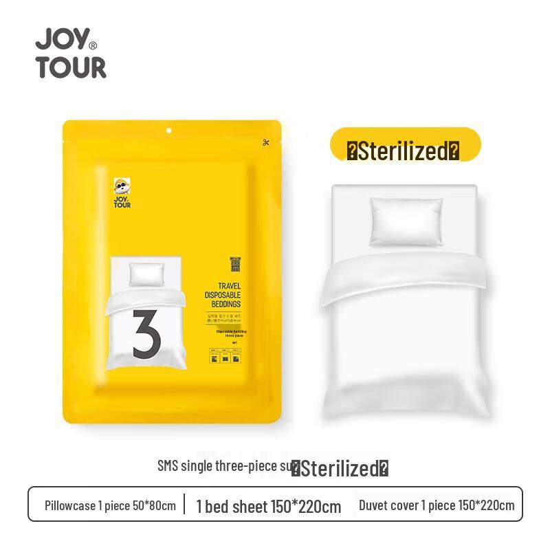 JOYTOUR Disposable Travel Bedding Set Single 3-Piece Set, 5 Packs
