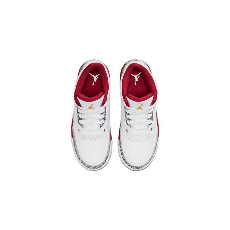Air Jordan 3 Retro PS Cardinal Red Kids Sneakers White Light-Curry Cement-Grey 429487-126