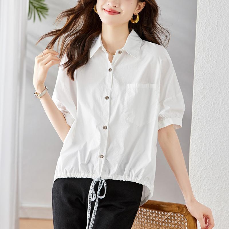 Shirt Women's Short Sleeve Summer New Top Korean Edition Fashion Pure Cotton Shirt