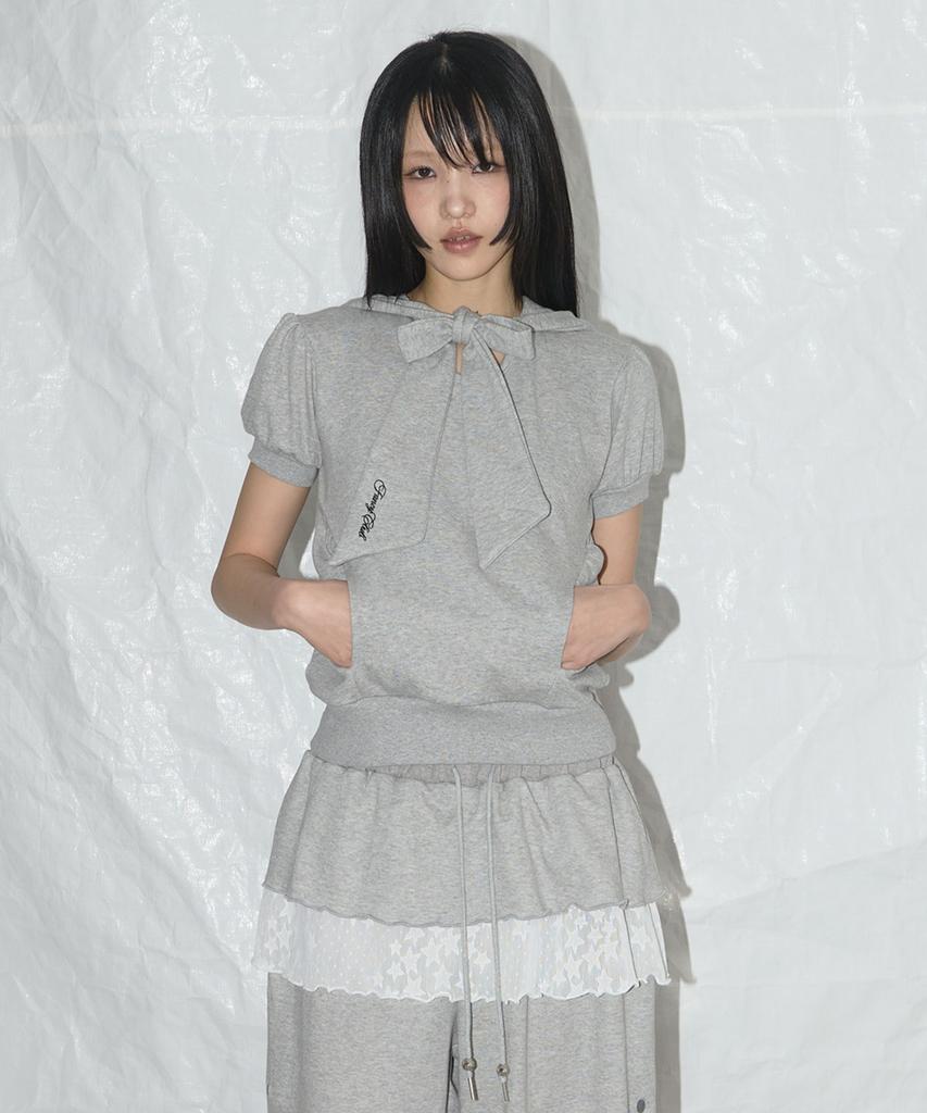 FANCY CLUB Puff Round Scarf Hoodie (Melange Gray)_F25Qb081