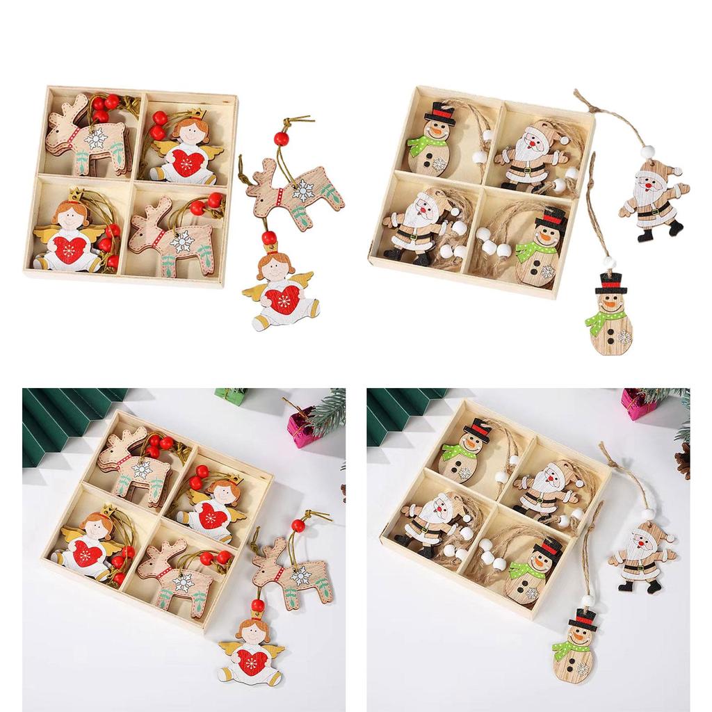 12x Christmas Tree Pendants Christmas Tree Hanging Decorations Home Decor Tags Wood Slices for Home Wedding Indoor Fireplace