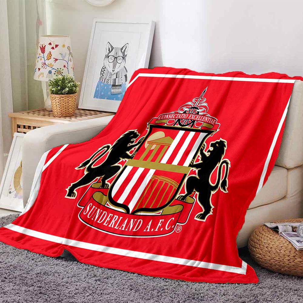 Sunderland Wappen Flanelldecke, Weiches Polyester, Modernes Design, Ganzjahresnutzung für Camping, Reisen, Geschenke für Feiertage oder Geburtstage