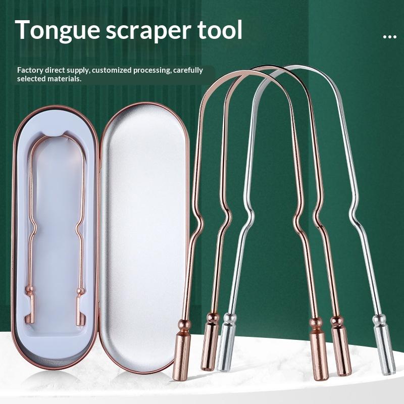 Stainless Steel/Pure Copper Tongue Scraper With Storage Box Oral Cleaner Brush Fresh Cleaning Hygiene High Quality Tongue Scrape