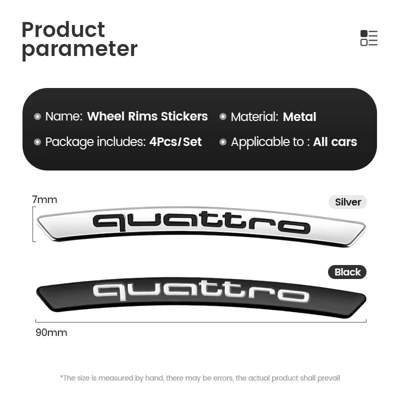 4pcs Car Wheel Hub Stickers Tire Rim Decorative Auto Logo Sticker For B Quattro TT RS Sline ABT 2.0 3.0 TDI 35TFSI A1 A2 A3