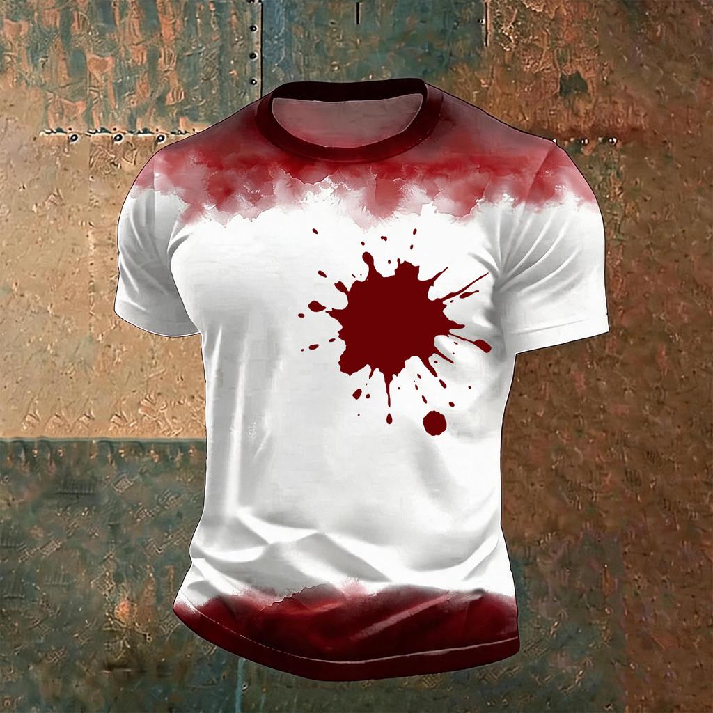 Men's Short Sleeve T-Shirt Round Neck Lightweight Breathable Halloween Print Casual Top