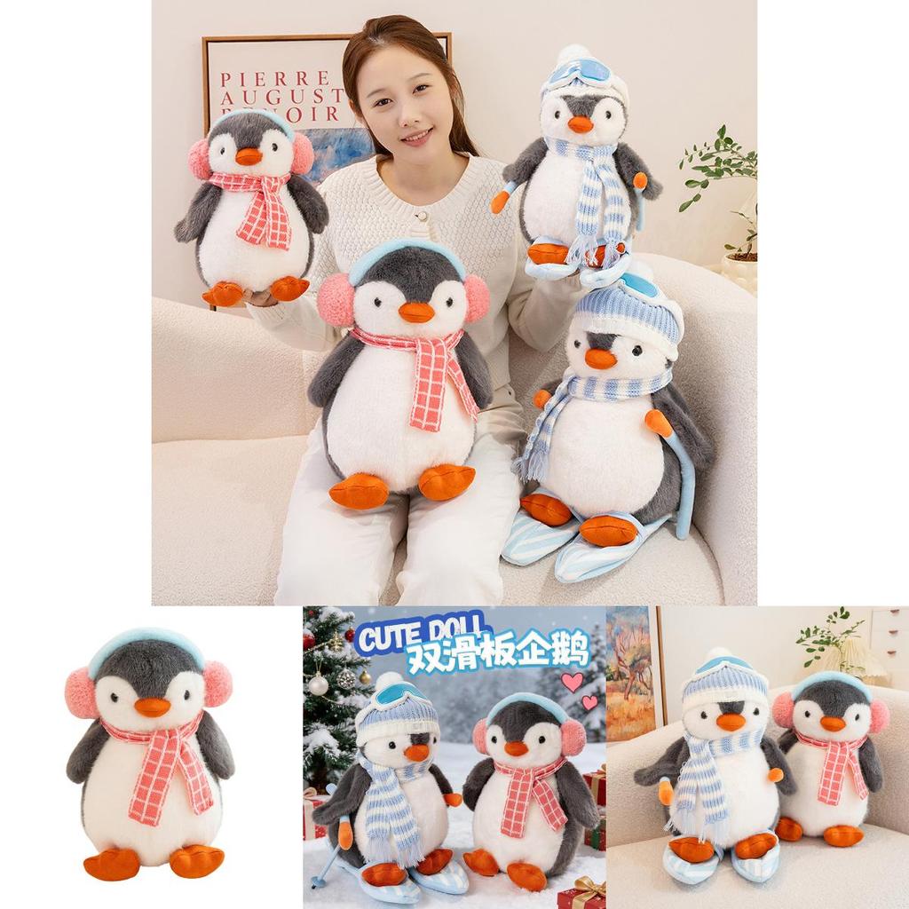 Pinguin-Plüschtier mit Kopfhörerhalter zum Snowboarden – das perfekte Geschenk für Wintersportler