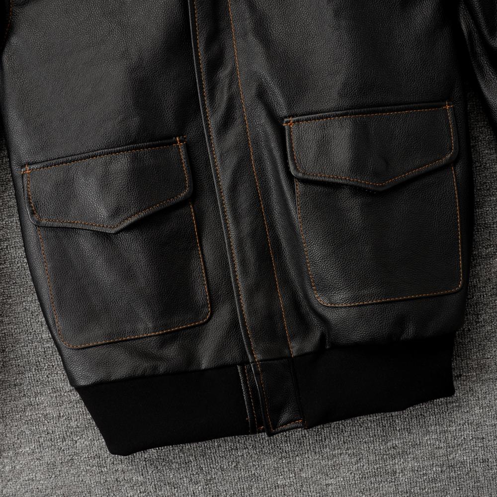 Black Brown Genuine Cow A2 Leather Jacket Men Real Cowhide Pilot Coat Air Force Flight Suits Spring Autumn