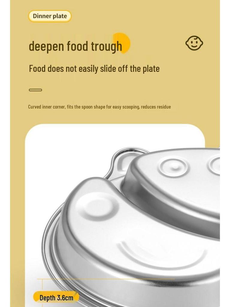 316 Stainless Steel Children's Divided Plate - Food Grade Infant Tableware for Boys & Girls