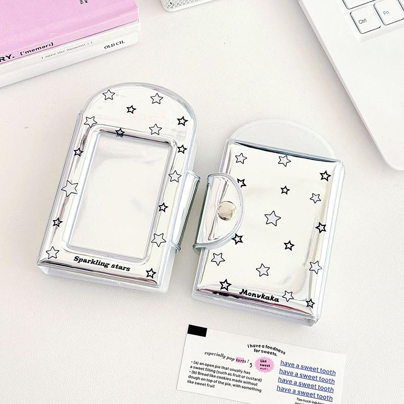

Silver Album Lovely Bow Star Print Photocard Holder Cartoon Card Holder Mini Card Storage Book Kpop Photocard Holder