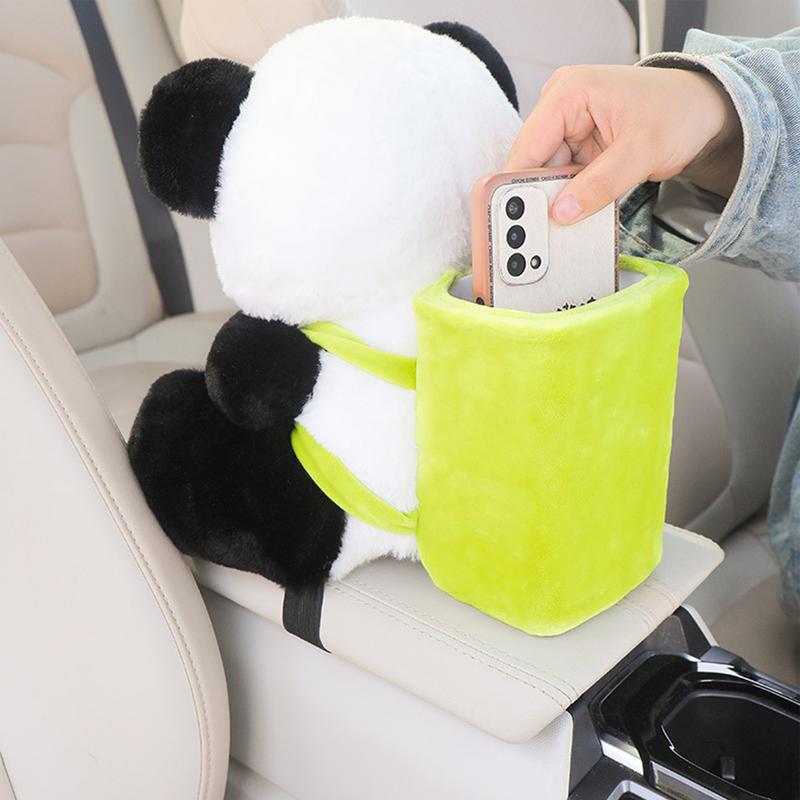 Car Tissue Holder Trash Can Animal Doll Tissue Box Trash Can Car Tissue Dispenser Facial Tissues Boxes Garbage Can Panda Storage