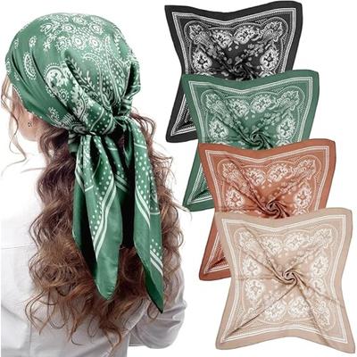 68cm Paisley Kleine Cashewblume Schal für Damen Frühling und Sommer Dünner Satin Quadratischer Schal Retro Vielseitiges Kopftuch Schal
