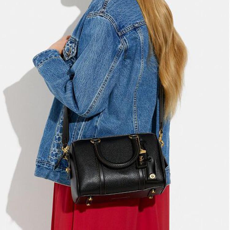 New COACH Ruby Natural Pebbled Leather Handbag Shoulder Bag Crossbody Bag Medium Size Women's Black C8864-B4BK