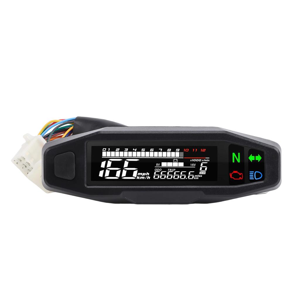Motorcycle Speedometer 6 Gears 12000 RPM MPH Mini LCD AV Screen Universal Speedometer Odometer