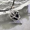 Vintage Y2K Red Love Heart Pendant Rope Chain Necklace for Women Men Halloween Aesthetic Gothic Rave Jewelry Accessories
