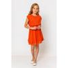 Girl's Round Neck Belted Pleated Dress
