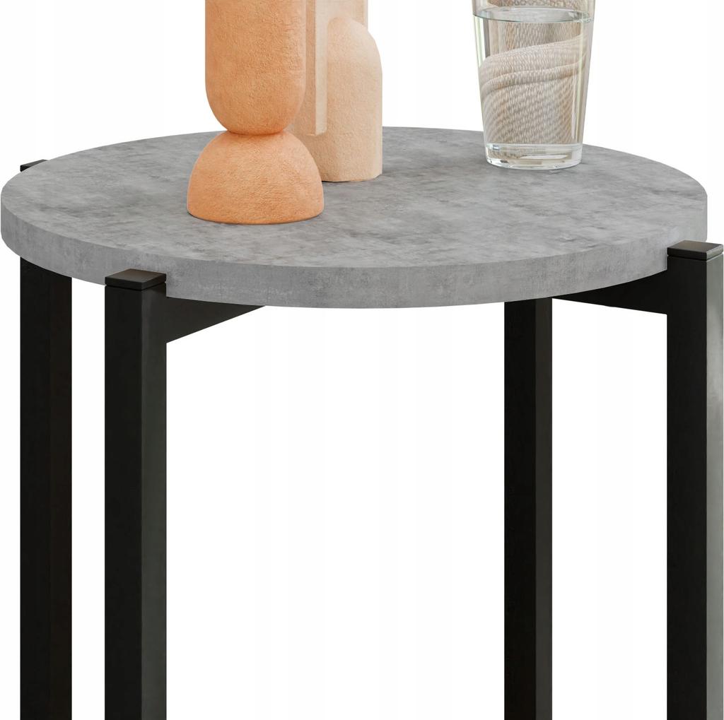 Stolik Pomocniczy Okrągły Loft Z Półką 35X35X62 Cm Metalowy Czarny