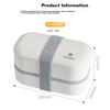 Bamboo Fiber Pro Double-Layer Lunch Box Bento Box, Japanese-Style Microwave-Safe, with Chopsticks And Spoon, 1200ML, White