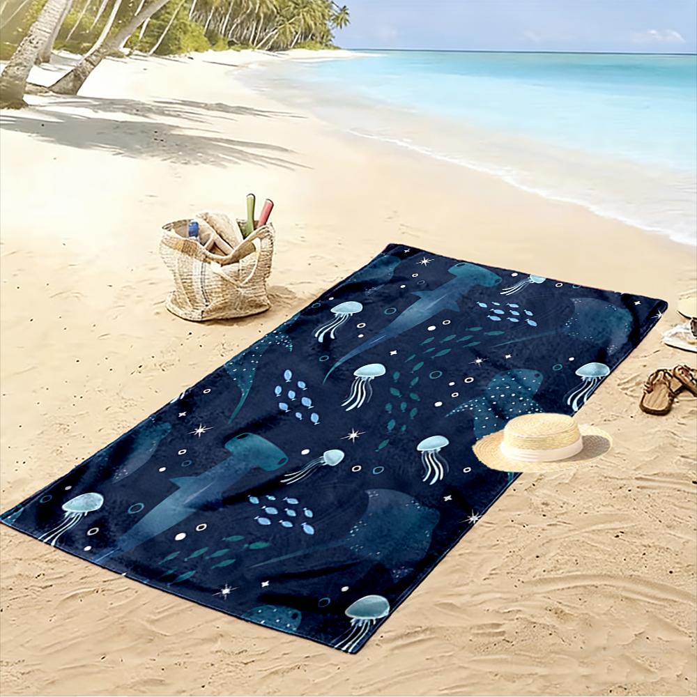 Ocean Marine Life Pattern Design Beach towel quick-drying for travel outdoor sports jogging beach and swimming