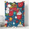 1pc Christmas-Themed Flannel Blanket, Cute Snowman Hot Drink Holiday Print, Autumn Winter Warm Blanket, Sofa Office Nap Blanket, Home Bedroom Throw Bl
